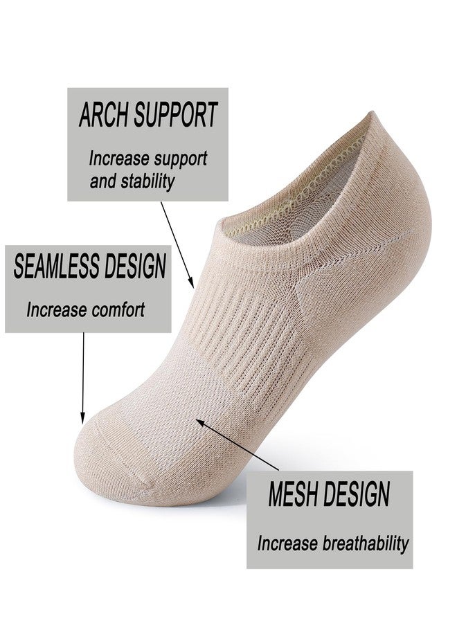 Pareberry 8 Pairs Boys Girls No Show Mesh Socks Cotton Non Slip Low Cut Arch Support Socks (US, Alpha, Medium, Regular, C04-Beige) - Image 3