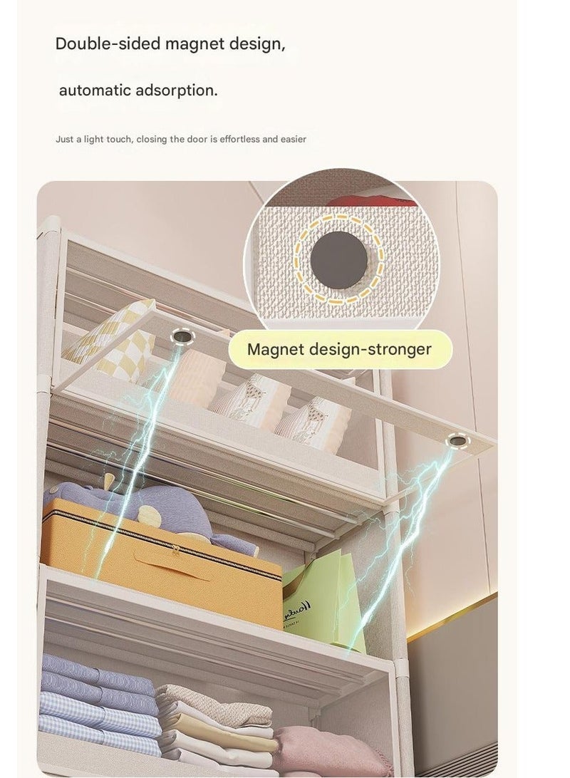 والالا خزانة ملابس بسيطة متعددة الوظائف مقاومة للغبار لتخزين الملابس في المنزل مع باب مغناطيسي شفاف مقاوم للغبار لحقيبة الملابس - Image 4