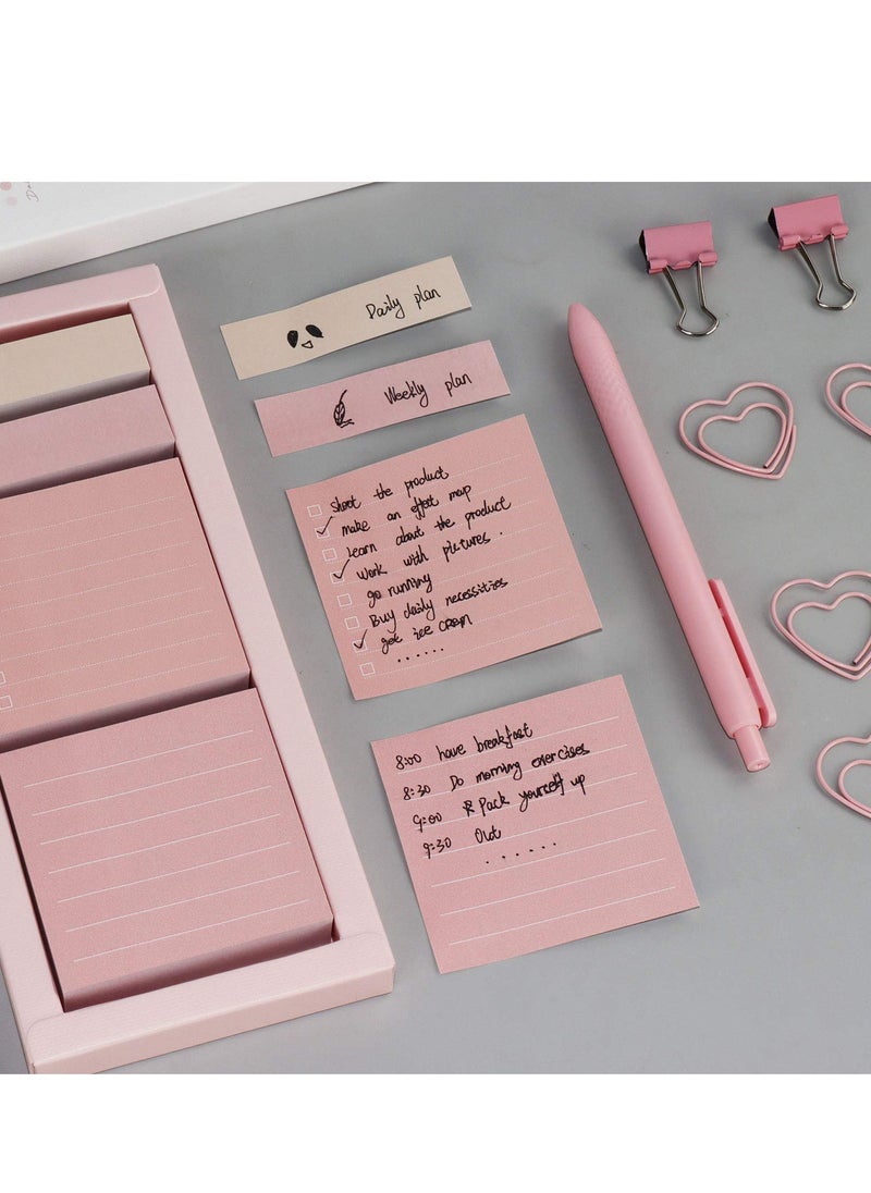 Generic - Portable Pink Macaron Sticky Notes Set with 240 Lined Sheets for Organizing Planners Journals and Calendars in School and Office Supplies - Image 1