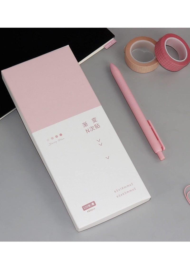 Generic - Portable Pink Macaron Sticky Notes Set with 240 Lined Sheets for Organizing Planners Journals and Calendars in School and Office Supplies - Image 1