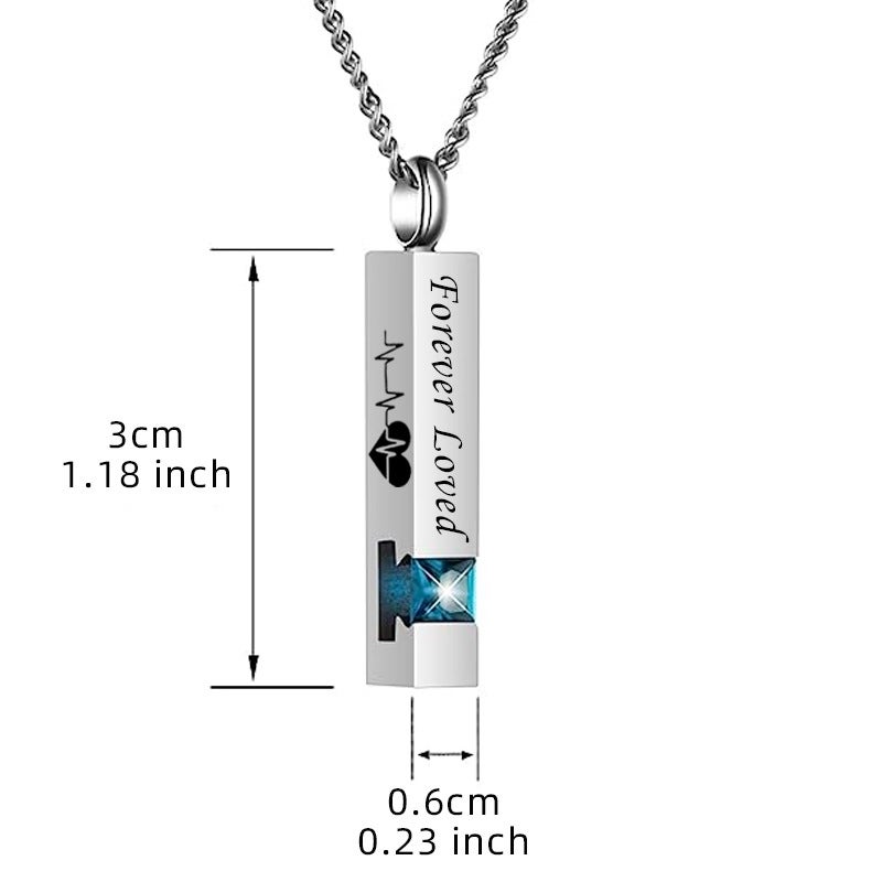 Fashion Stainless Steel Ashes Necklace Square Column Birthday Stone Pendant Open Perfume Bottle Ashes Jar - Image 4