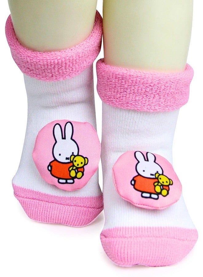 USOXO New Born Baby Soft Cotton Cute stylish Cartoon Character Face Terry (Towel) Socks Shoes | Booties Pack of 1 (IN, Age, 0 Months, 3 Months, 1, Light Pink) - Image 1