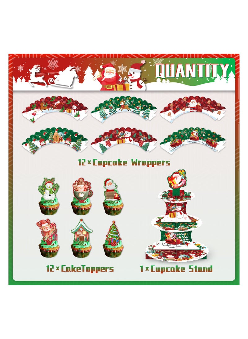 Highland 3 Tier Christmas Cake Stand Cupcake Topper Wrap Set - Image 2