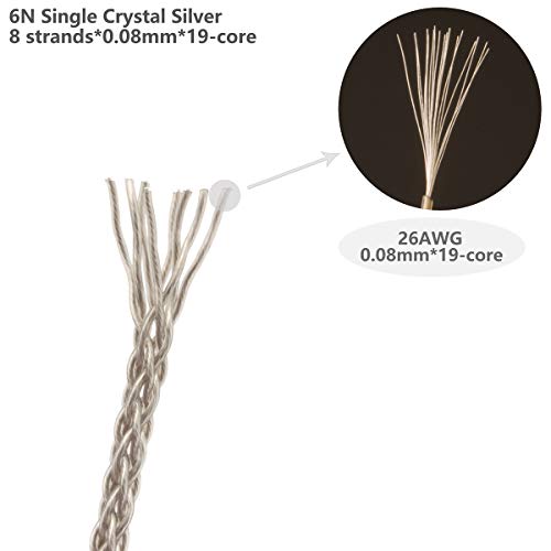 GUCraftsman 6N Single Crystal Silver Upgrade Cable 2.5mm/4.4mm Balanec Headphone Upgrade Cables for Beyerdynamic T1 2nd T5P 2nd T5P 3nd Final d8000Pro Denon AH-D5200 AH-D7200 AH-D9200 (4.4mm Plug) - Image 4