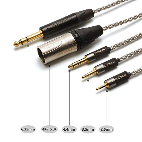 GUCraftsman 6N Single Crystal Silver Upgrade Cable 2.5mm/4.4mm Balanec Headphone Upgrade Cables for Beyerdynamic T1 2nd T5P 2nd T5P 3nd Final d8000Pro Denon AH-D5200 AH-D7200 AH-D9200 (4.4mm Plug) - Image 5