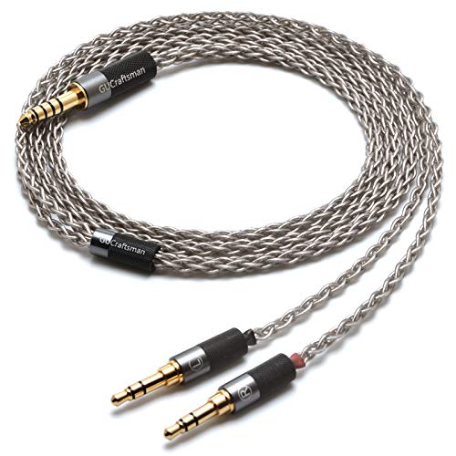 GUCraftsman 6N Single Crystal Silver Upgrade Cable 2.5mm/4.4mm Balanec Headphone Upgrade Cables for Beyerdynamic T1 2nd T5P 2nd T5P 3nd Final d8000Pro Denon AH-D5200 AH-D7200 AH-D9200 (4.4mm Plug) - Image 1