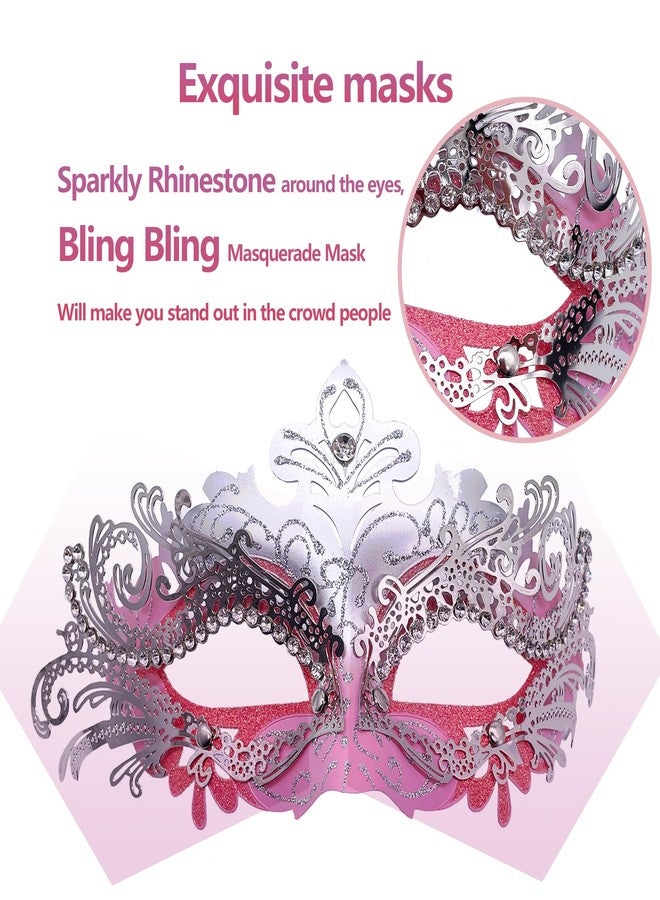 Geek-M Masquerade Mask for Women/Men, Fancy Party Face Mask Venetian Mask for Prom Ball Halloween Mardi Gras (Pink) - Image 2