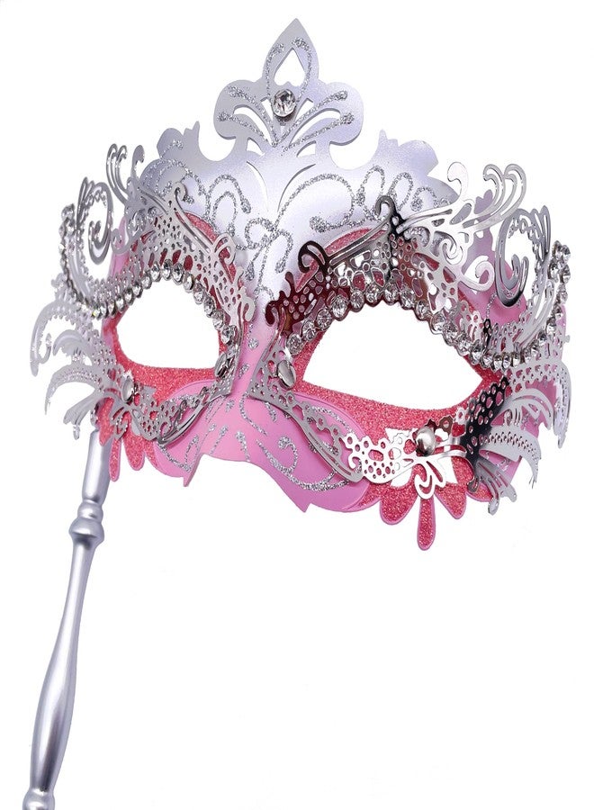 Geek-M Masquerade Mask for Women/Men, Fancy Party Face Mask Venetian Mask for Prom Ball Halloween Mardi Gras (Pink) - Image 5
