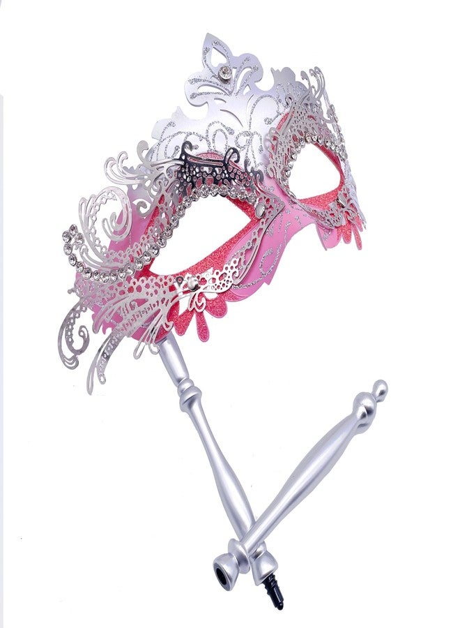 Geek-M Masquerade Mask for Women/Men, Fancy Party Face Mask Venetian Mask for Prom Ball Halloween Mardi Gras (Pink) - Image 4