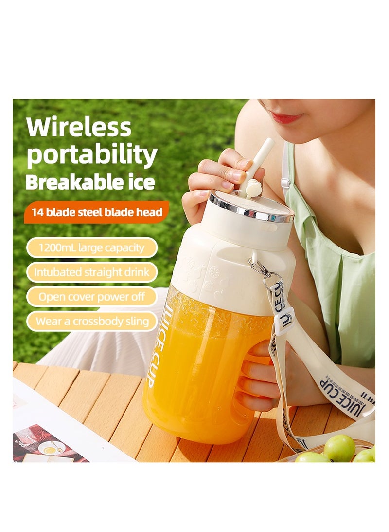 City Portable Blender Cup and Travel Lid, Personal Blender, Mini Blender Juicer Cup with USB Charging, 1200ml Makes Smoothies and Shakes Creamy, Fruit Juicer for Kitchen, Travel（K3-Milk coffee color） - Image 3