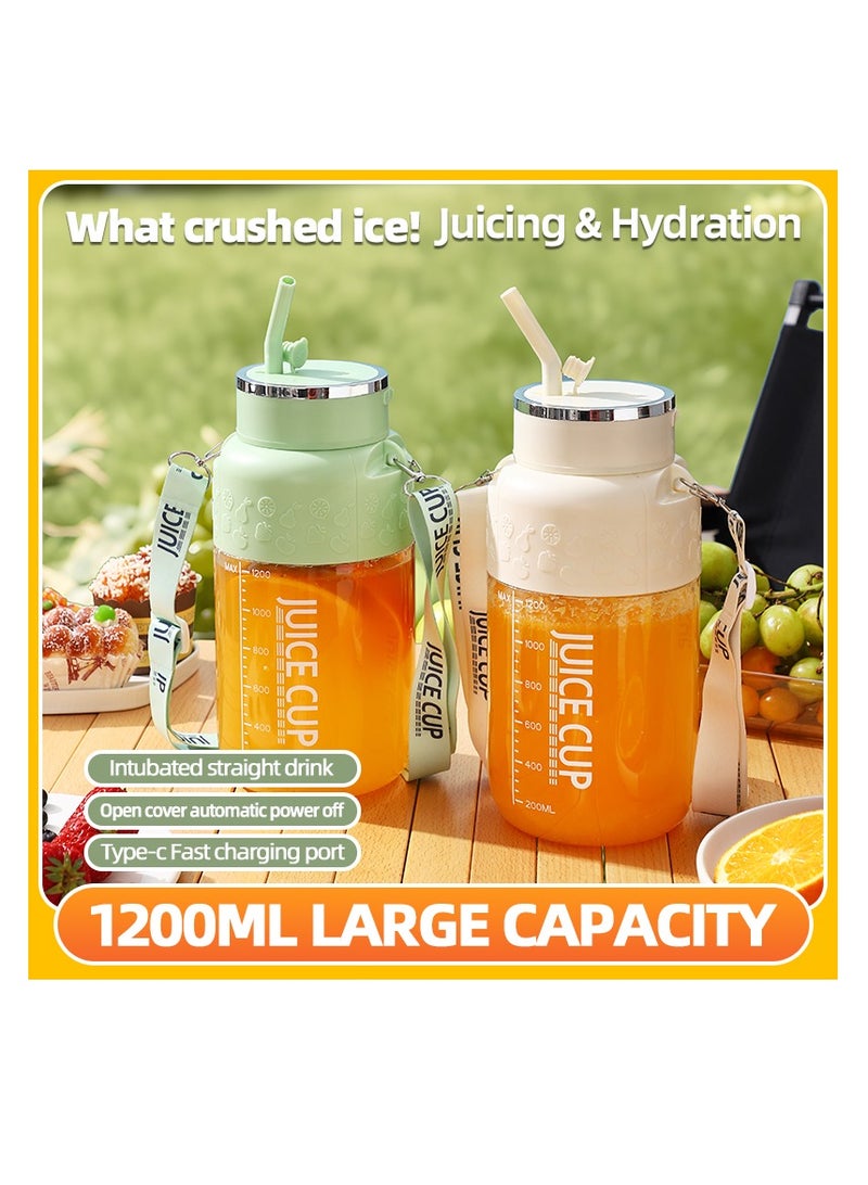 City Portable Blender Cup and Travel Lid, Personal Blender, Mini Blender Juicer Cup with USB Charging, 1200ml Makes Smoothies and Shakes Creamy, Fruit Juicer for Kitchen, Travel（K3-Milk coffee color） - Image 4