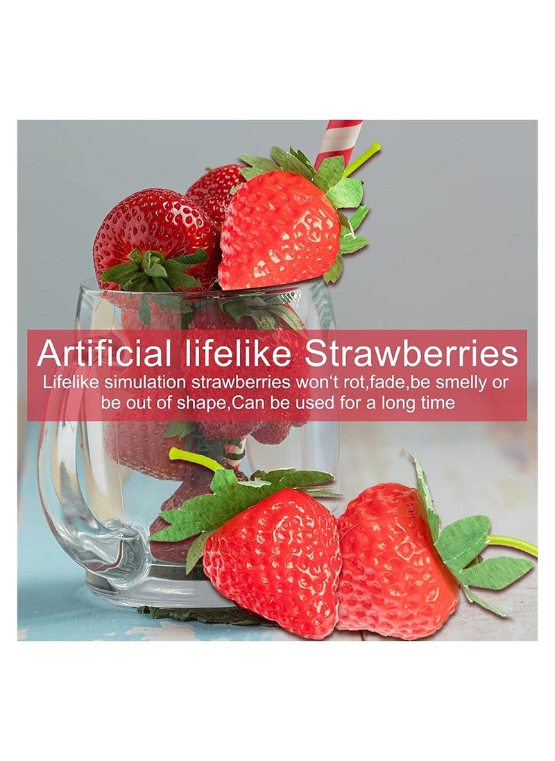 20 Pieces Artificial Strawberries, Fake Strawberries Lifelike Red Realistic Plastic Strawberries Artificial Fruit for Home Kitchen Party Wedding Decoration Arrangements Photography Prop Ornament - Image 4