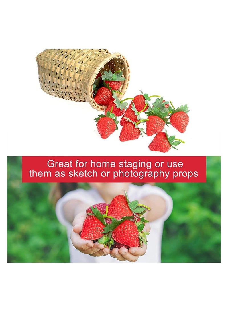 20 Pieces Artificial Strawberries, Fake Strawberries Lifelike Red Realistic Plastic Strawberries Artificial Fruit for Home Kitchen Party Wedding Decoration Arrangements Photography Prop Ornament - Image 2