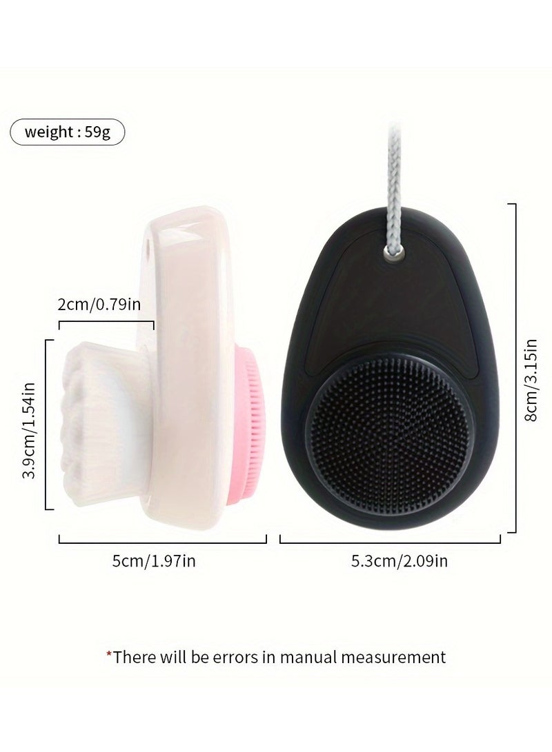 2-in-1 Dual-Sided Silicone Facial Cleansing Brush with Exfoliating Bristles & Soft Massage Tips - Gentle Deep Pore Cleansing, Travel-Friendly, Unscented for Sensitive Skin - Image 5