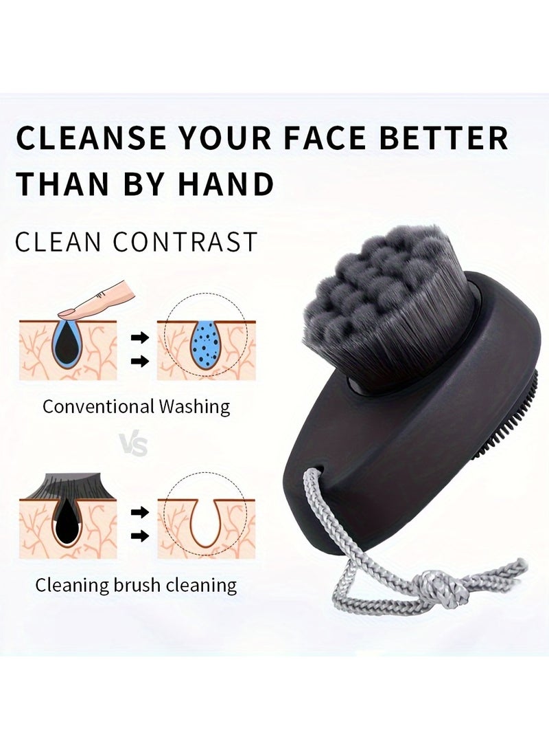 2-in-1 Dual-Sided Silicone Facial Cleansing Brush with Exfoliating Bristles & Soft Massage Tips - Gentle Deep Pore Cleansing, Travel-Friendly, Unscented for Sensitive Skin - Image 3