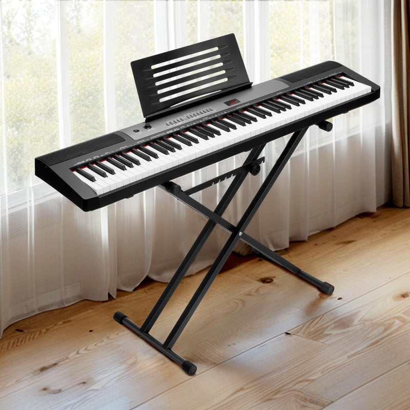 AODSK Double X Keyboard Stand - Adjustable Height 20.47-36.6 Inches, Adjustable Width 15.75-34.5 Inches, with Locking Straps, 132 lbs Load Capacity, Compatible with Keyboards From 61 to 88 Keys - Image 2
