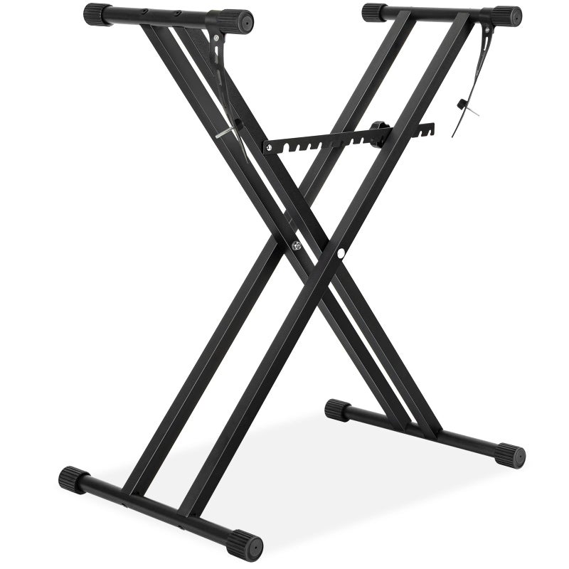 AODSK Double X Keyboard Stand - Adjustable Height 20.47-36.6 Inches, Adjustable Width 15.75-34.5 Inches, with Locking Straps, 132 lbs Load Capacity, Compatible with Keyboards From 61 to 88 Keys - Image 1
