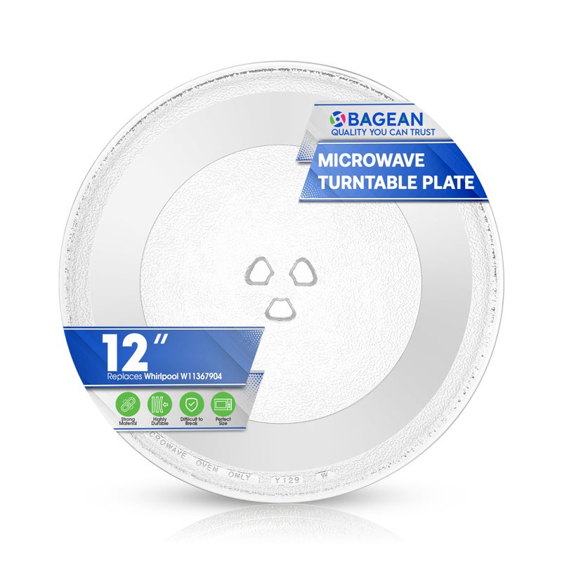 Bagean Microwave Plate Replacement for 12â€ W10337247 W11367904 Whirlpool Microwave Glass Plate - Rotating Oven Microwave Turntable Plate - Spinning Dish Tray Turntables For Better Reheating and Cooking - Image 1