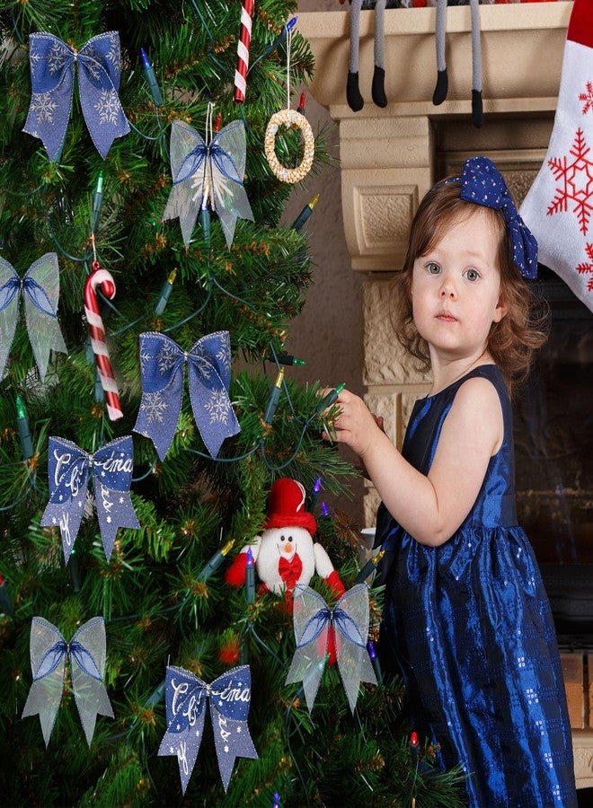 Norme 24 Pcs Navy Blue Christmas Ribbon Bows with Twist Tie Pretied Premade Navy Blue and Gold Ribbon Bows for Xmas Tree Wreath Garland Home Decor Indoor Outdoor Decorations - Image 5