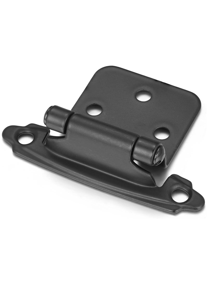 4 Pack (2 Pair) Matte Black Self Closing Cabinet Hinges for Flush Mount Kitchen Cabinet Door, 1/2" Overlay (Variable) Face Frame Semi Concealed Kitchen Cabinet Hinges - Image 1