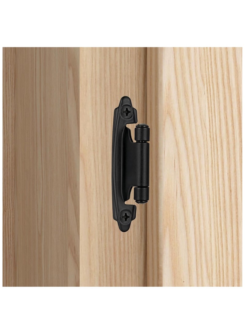 4 Pack (2 Pair) Matte Black Self Closing Cabinet Hinges for Flush Mount Kitchen Cabinet Door, 1/2" Overlay (Variable) Face Frame Semi Concealed Kitchen Cabinet Hinges - Image 4