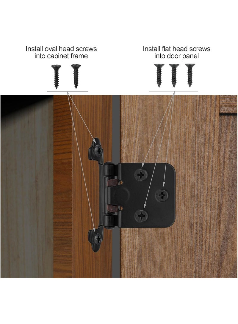 4 Pack (2 Pair) Matte Black Self Closing Cabinet Hinges for Flush Mount Kitchen Cabinet Door, 1/2" Overlay (Variable) Face Frame Semi Concealed Kitchen Cabinet Hinges - Image 5