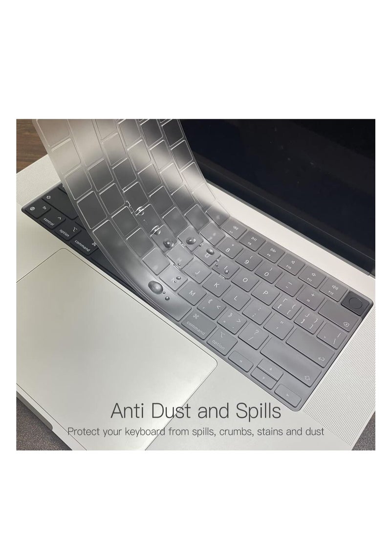 Generic Keyboard Cover Compatible with MacBook Air 13.6 inch M4 A3240/M3 A3113/ M2 A2681& M4/M3/M2 15" Macbook Air A2941/A3114/A3241 and MacBook Pro 14/16 inch M4 M3 M2 M1 A3112/A3401/A3185/A2992/A2918/A2442/A2779/A3403/A3186/A2780/A2485/A2991, Protective Waterproof Skin--Clear  - Image 2