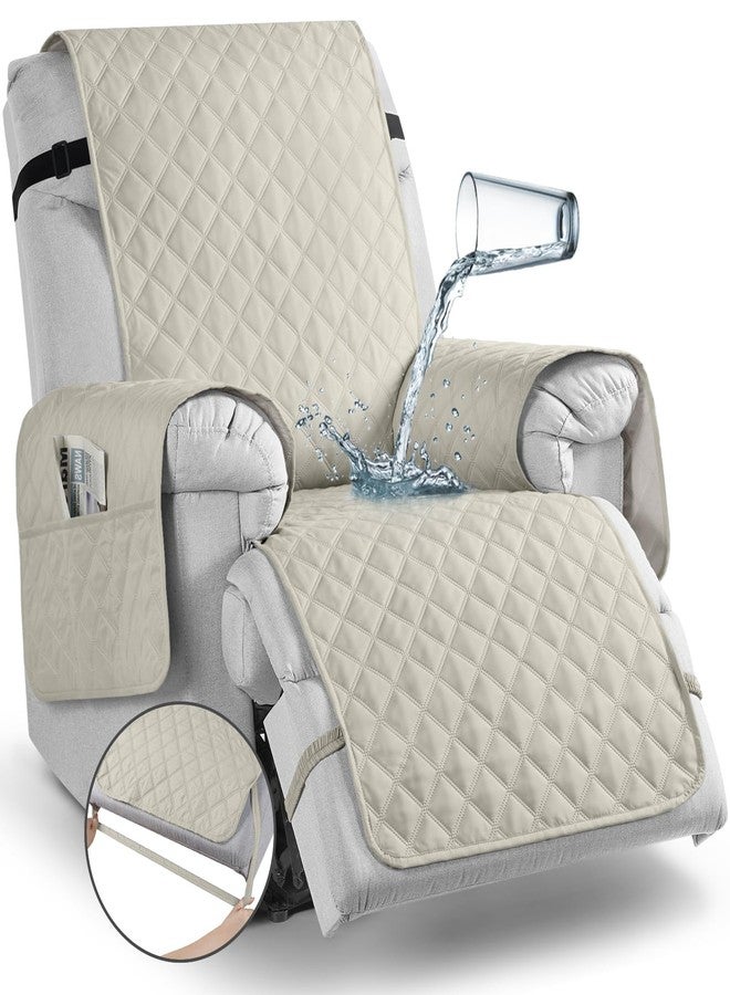 TAOCOCO Waterproof Recliner Chair Covers with Leg Strap 1 Piece Oversized Recliner Covers for Large Recliner for Pets Kids, Washable Reclining Chair Furniture Protector(28'' Oversized, Ivory) - Image 1