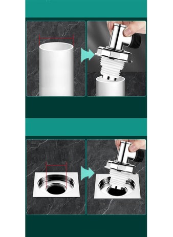 Rasdion Rasdion Bathroom Floor Drain Connector Assembly Drainer for Washing Machine Outlet Pipe Connector TModel with Coupling  - Image 4