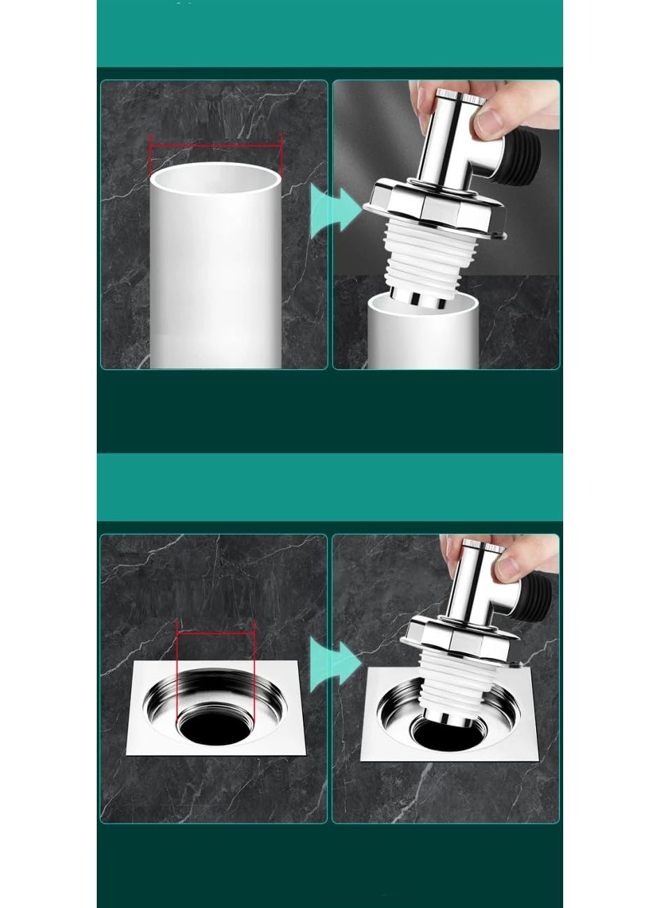 Rasdion - Rasdion Bathroom Floor Drain Connector Assembly Drainer for Washing Machine Outlet Pipe Connector TModel with Coupling - Image 1