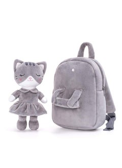 Lazada Kids Backpack Toddler Backpacks Stuffed Animal Cat Toys Small Backpack Gray 9.5"  - Image 4