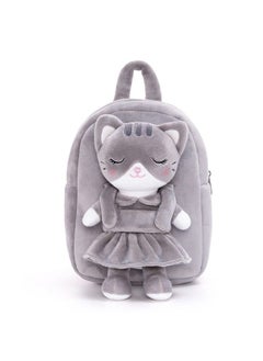 Lazada Kids Backpack Toddler Backpacks Stuffed Animal Cat Toys Small Backpack Gray 9.5"  - Image 3