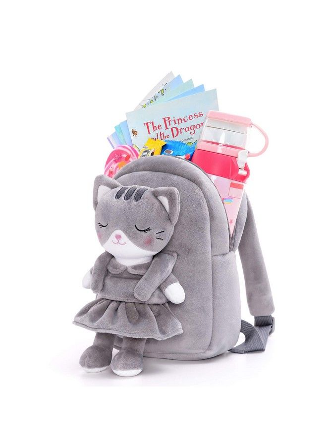 Lazada حقيبة ظهر للأطفال حقيبة ظهر للأطفال دمى حيوانات محشوة قطة ألعاب حقيبة صغيرة رمادية 9.5" - Image 5