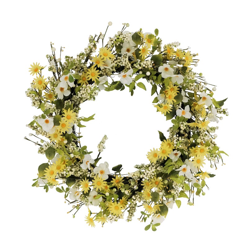 Puleo International Puleo International 30 Artificial Dogwood and Daisy Floral Spring Door Wreath 