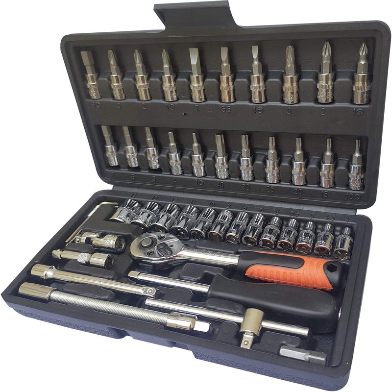 inditrust PRO 1/4 Inch Ratchet Socket Combination RED/BLACK 46Pcs Socket Set - Image 5