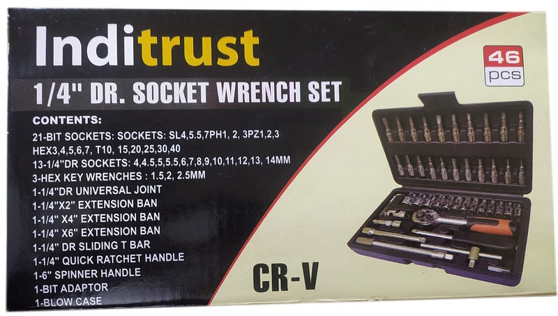 inditrust PRO 1/4 Inch Ratchet Socket Combination RED/BLACK 46Pcs Socket Set - Image 3