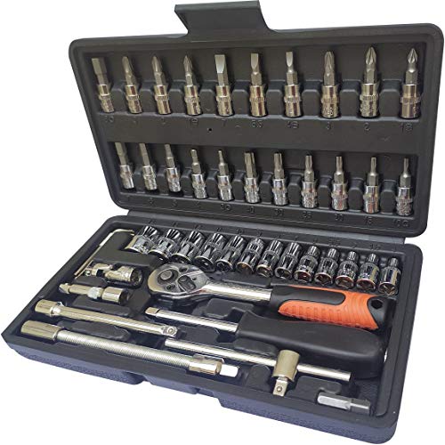 inditrust PRO 1/4 Inch Ratchet Socket Combination RED/BLACK 46Pcs Socket Set - Image 1