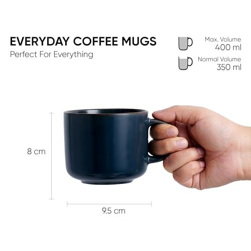 Shay Ceramic Coffee Mugs, Set of 2, Grey Japandi, 350ml | Coffee Cup | Matte Finish | Premium Porcelain Coffee Cup (Japandi Mug - Grey - Set of 2) - Image 4
