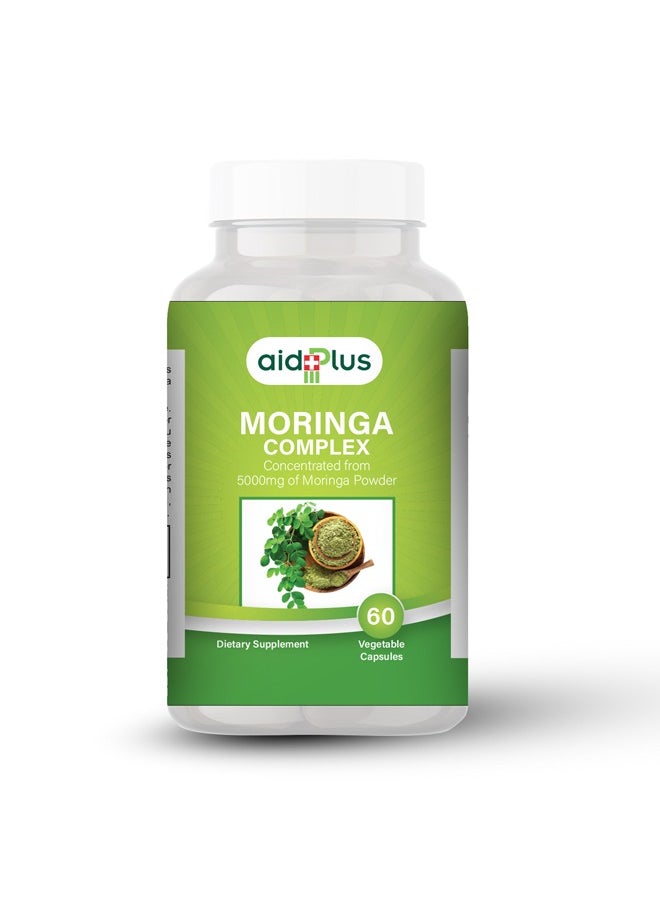 AID PLUS Moringa Complex Concentrated From 5000 Mg Moringa Powder 60 Vegetable Capsules  - Image 1