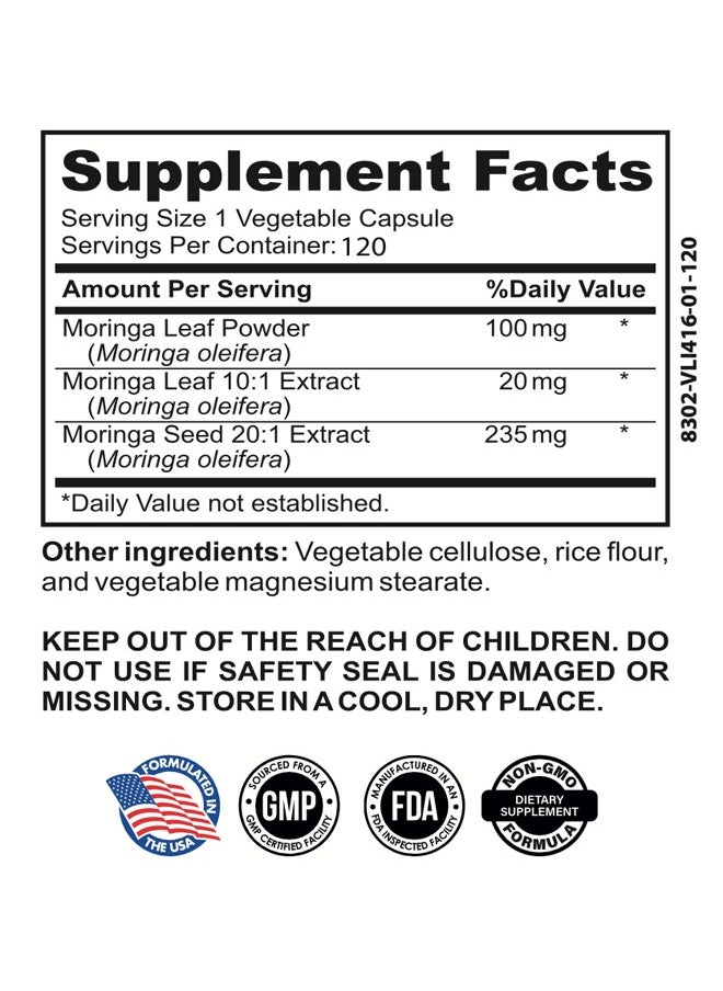 AID PLUS Moringa Complex Concentrated From 5000 Mg Moringa Powder 60 Vegetable Capsules  - Image 2