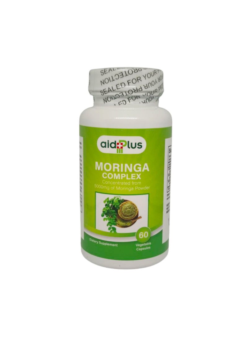 AID PLUS Moringa Complex Concentrated From 5000 Mg Moringa Powder 60 Vegetable Capsules  - Image 3