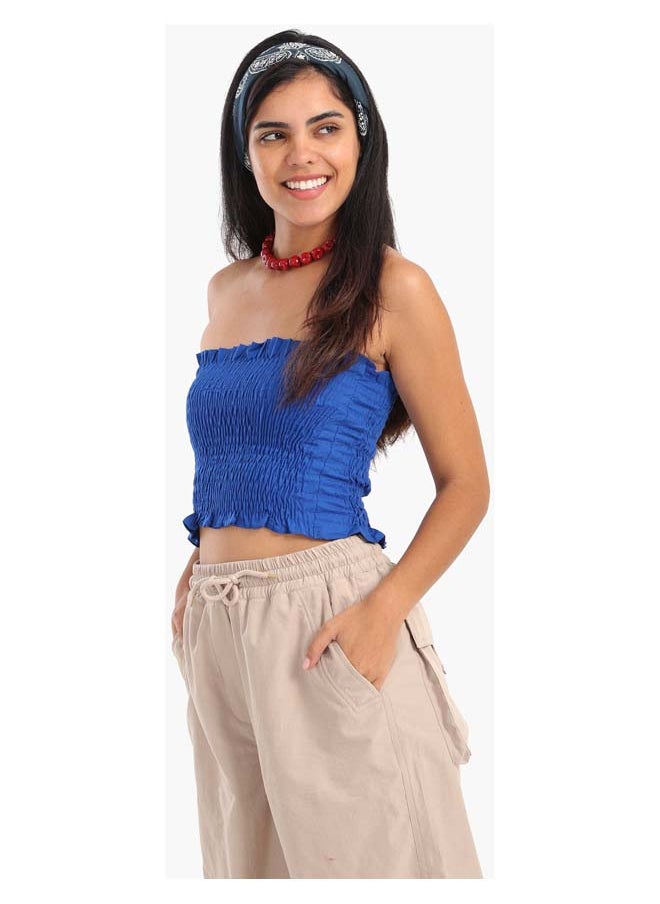 Clue Textured Strapless Top with Frills  - Image 2