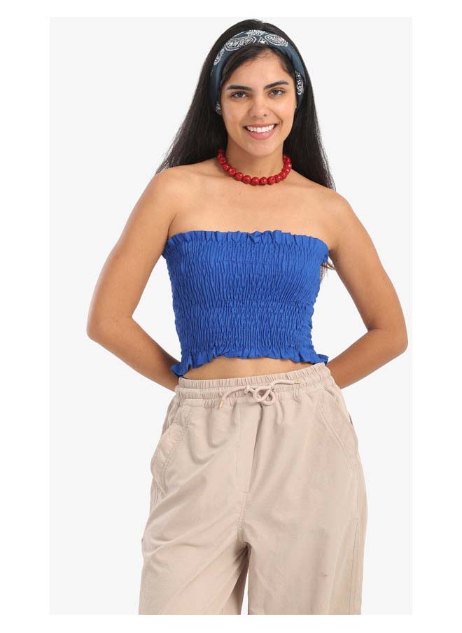Clue Textured Strapless Top with Frills  - Image 1