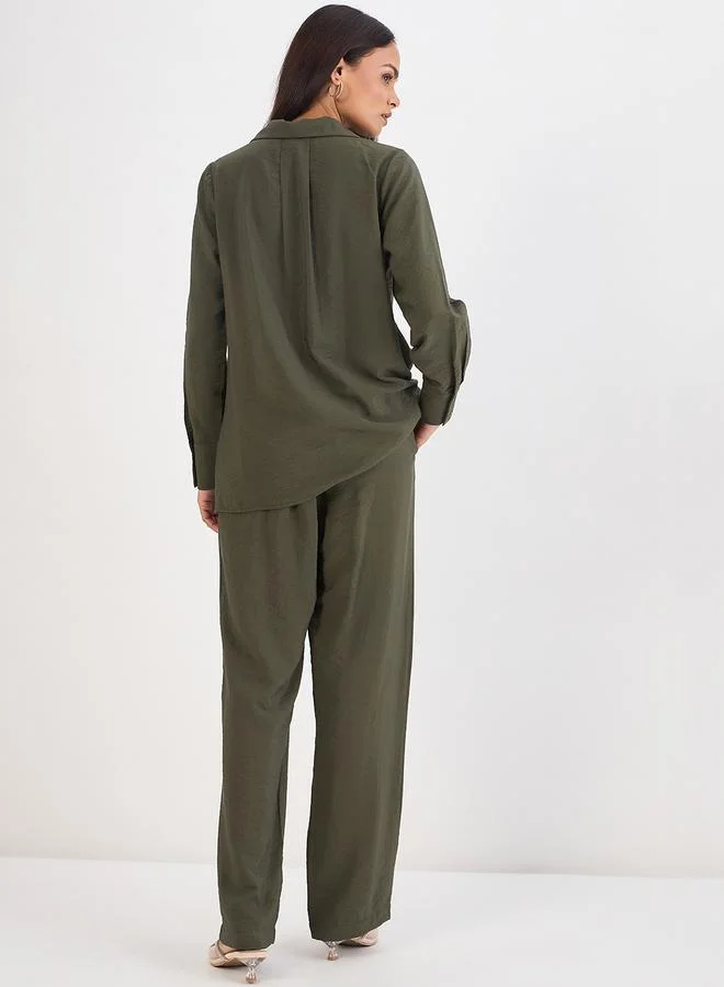 فيميلا طقم بلوزة بياقة وبنطال