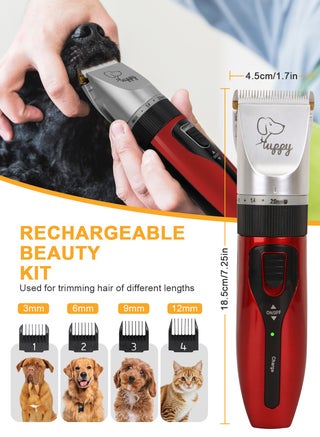 13 Pcs Dog Shaver Clippers, Low Noise Electric Cordless Dog Grooming Supplies,Rechargeable Pet Grooming Kit with Scissors, Combs, Files, Nail Clippers and Spare cutter head for Dogs and Cats - view 4
