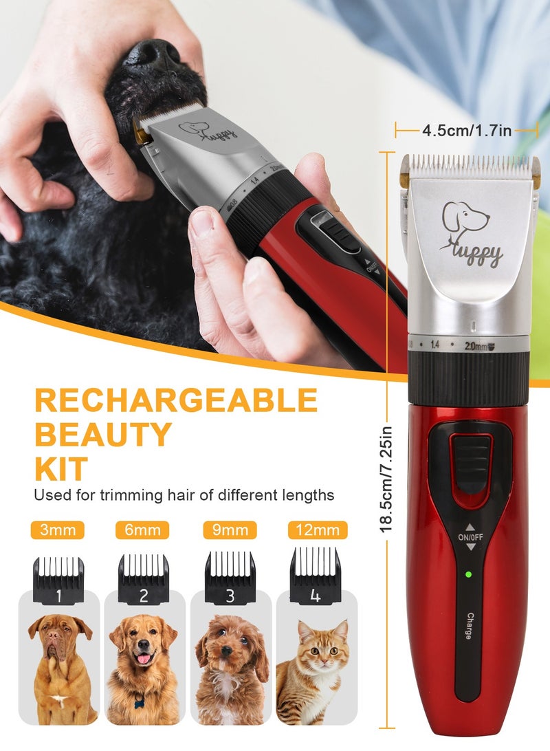 URbazaar 13 Pcs Dog Shaver Clippers, Low Noise Electric Cordless Dog Grooming Supplies,Rechargeable Pet Grooming Kit with Scissors, Combs, Files, Nail Clippers and Spare cutter head for Dogs and Cats  - Image 4