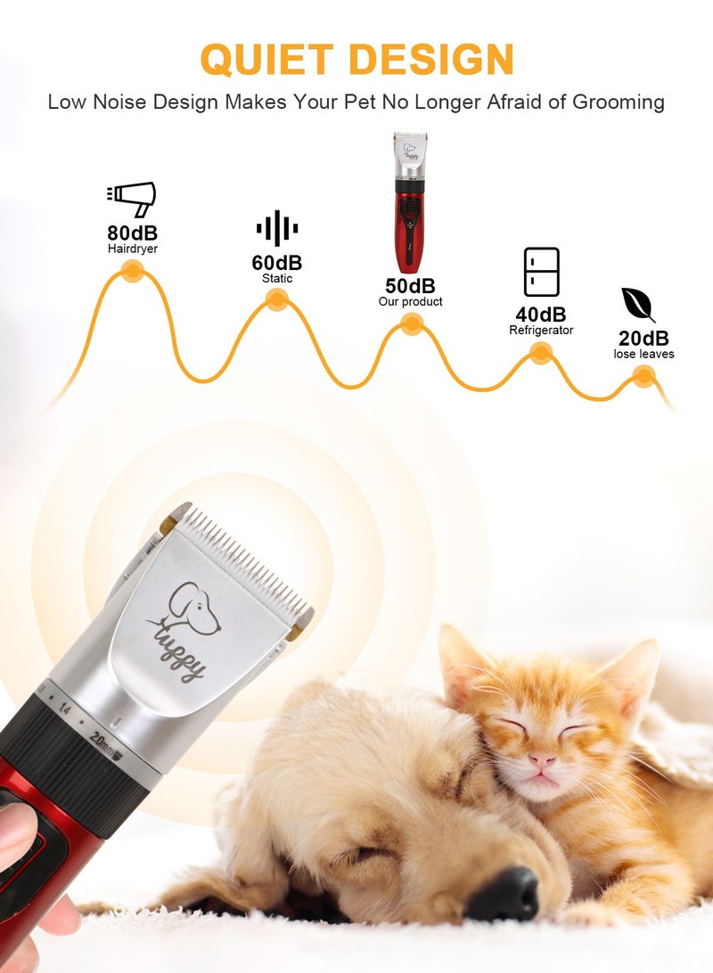 URbazaar 13 Pcs Dog Shaver Clippers, Low Noise Electric Cordless Dog Grooming Supplies,Rechargeable Pet Grooming Kit with Scissors, Combs, Files, Nail Clippers and Spare cutter head for Dogs and Cats  - Image 3