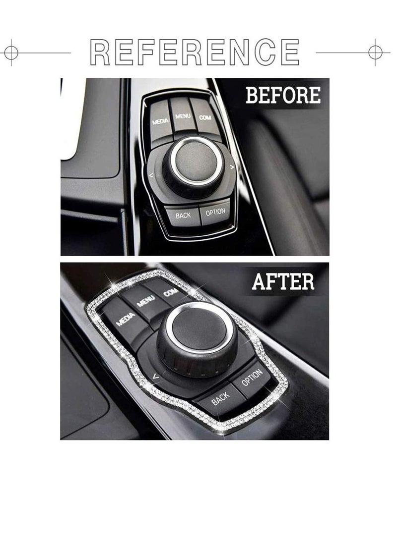 Excefore Compatible Molding Trim Caps for BMW Accessories Parts iDrive Multimedia Knob Covers Decals Bling Interior Decorations 3 5 Series X1 X3 X5 Women Men Crystal Silver  - Image 2
