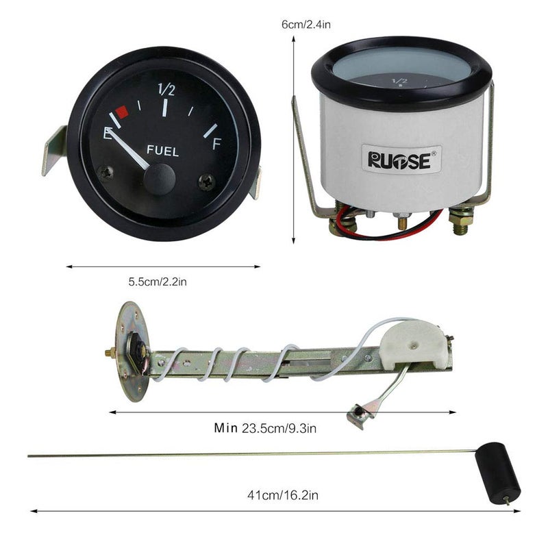 Rupse Fuel Sender Unit Boat Fuel Tank Sending Unit Fuel Water Level Sensor Stainless Steel Fuel Sender and Fuel Gauge for Boat Car Truck RV (6" (150mm)) (52mm (2")) - Image 2