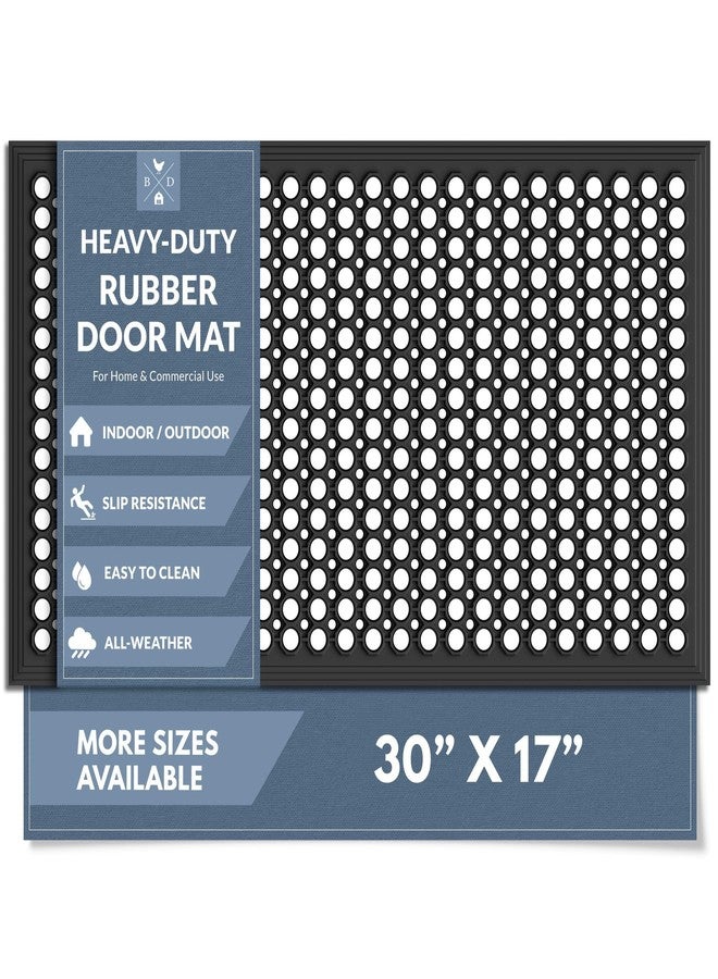 Barnyard Designs Heavy Duty Rubber Door Mats with Drainage Holes - Non-Slip Outdoor Rubber Mat for Kitchen Floor, Bar, Indoor Entrance, Industrial and Commercial Use (17" x 30", 1-Pack) - Image 1